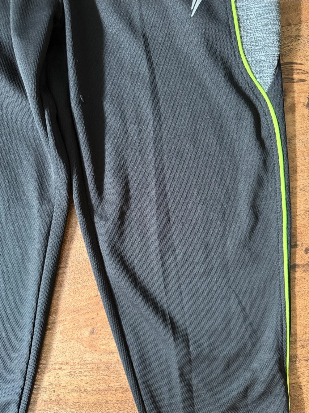 Kids Black Athletic Pants with Gray Panels & Lime Piping old navy active pant